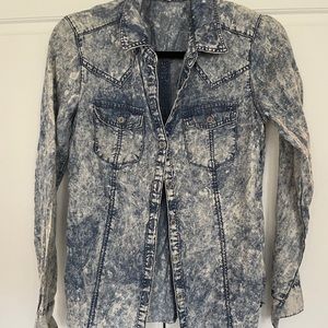 “Denim” button up light weight acid wash pattern